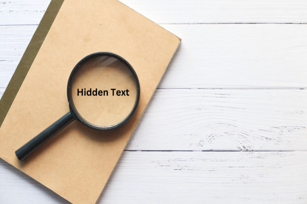Hidden text is a form of keyword stuffing in a black hat link building